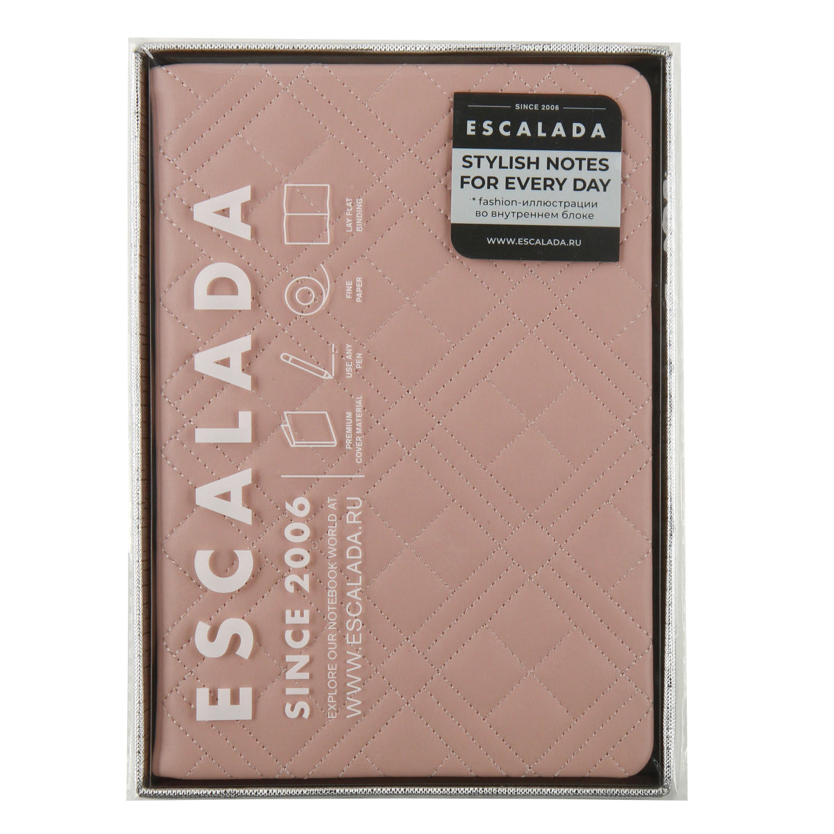 Ежедневник, недатированный, А5, твердый картон 7Бц, кожзам, поролон, 164 листа, цвет розовый, Inspired by fashion Лайка, Escalada.