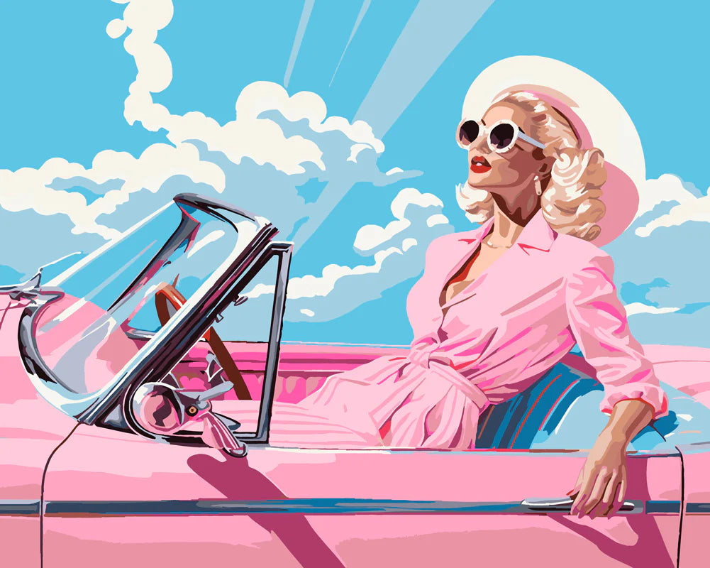 FA10177-Y Diva in a Pink Retro Car